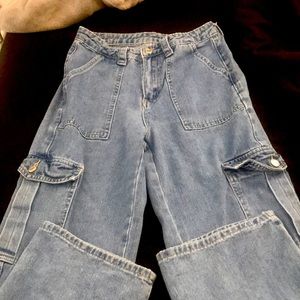 high waisted cargo jeans